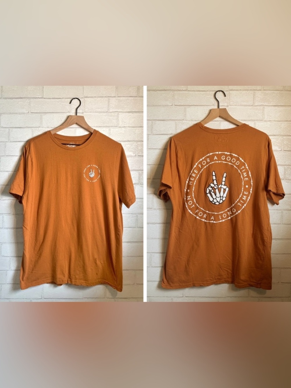 Eighty Eight Women’s Rust Orange Skeleton Short Sleeve Graphic Tee L-XL